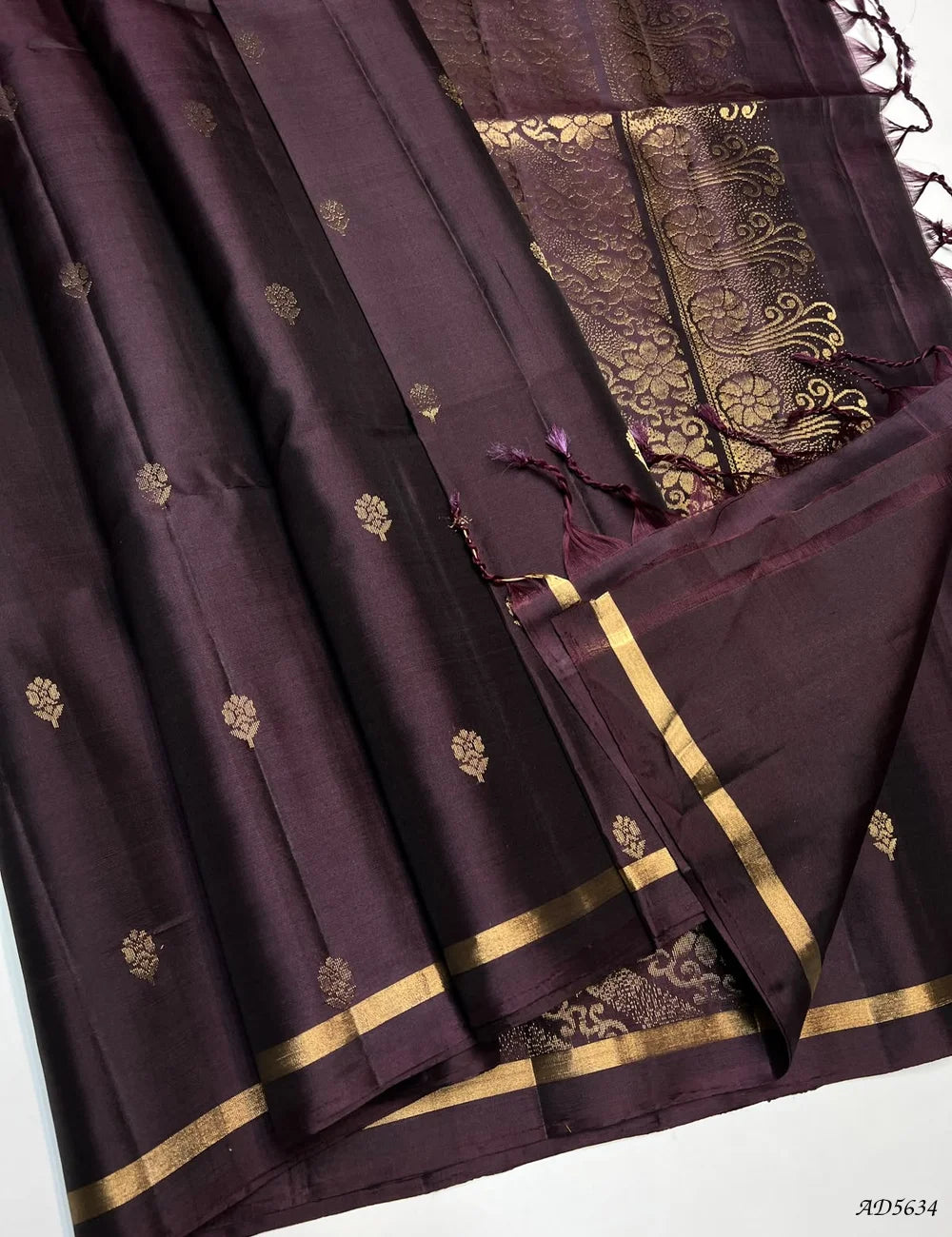 Coffee Brown  - Soft Silk Saree Pallu View