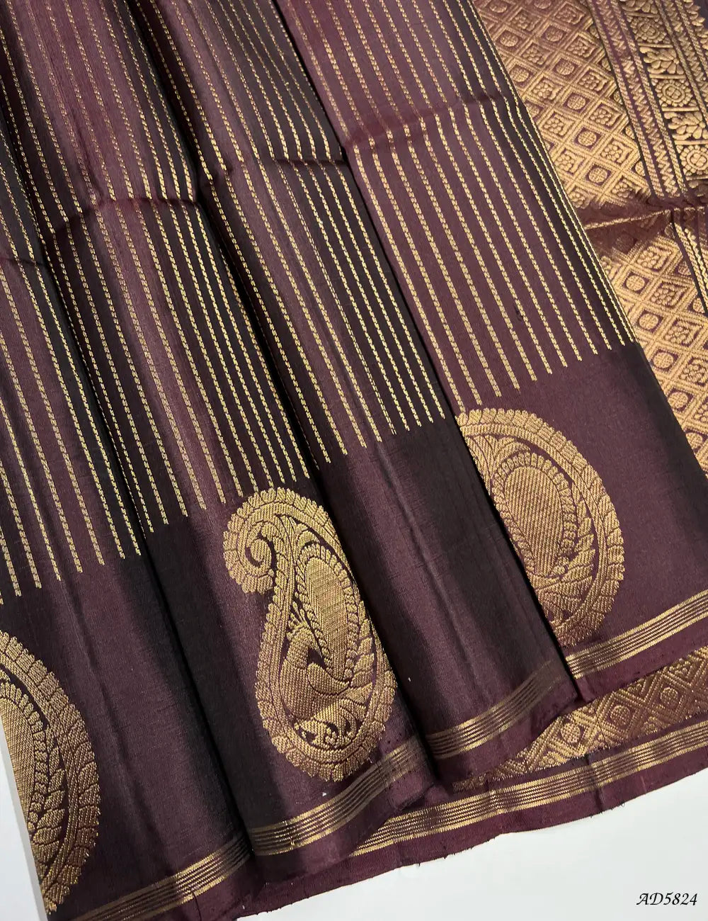 Coffee Brown - Vairaoosi Fancy Border Soft Silk Saree Front View