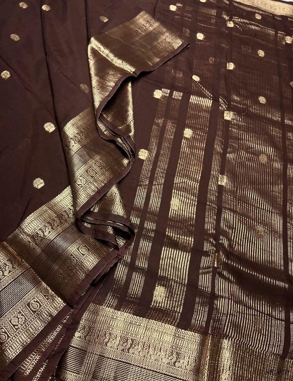 Coffee Brown - Viscose Saree Pallu View