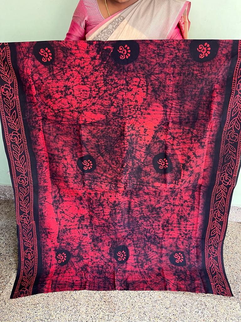 MAGENTA PINK & NAVY BLUE - PURE COTTON SAREE