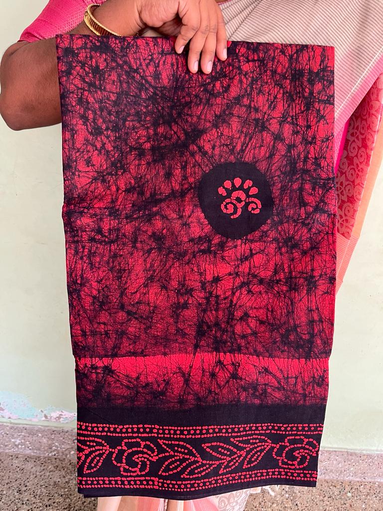MAGENTA PINK & NAVY BLUE - PURE COTTON SAREE