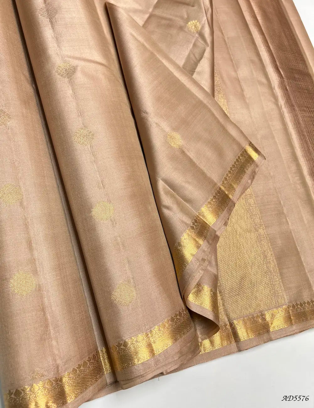 Cream - Kanchi Border Soft Silk Saree Front View