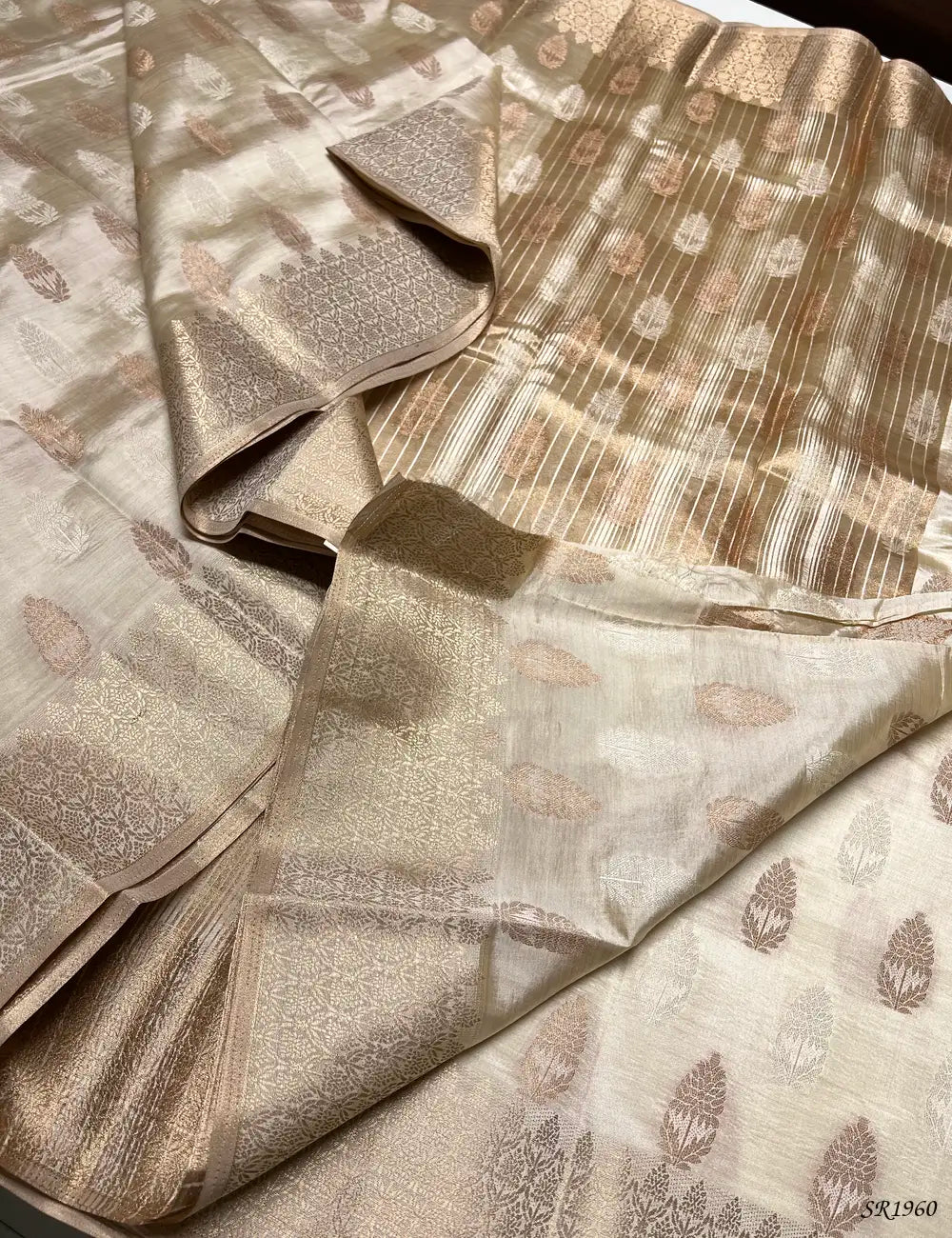 Cream - Semi Tussar Saree -