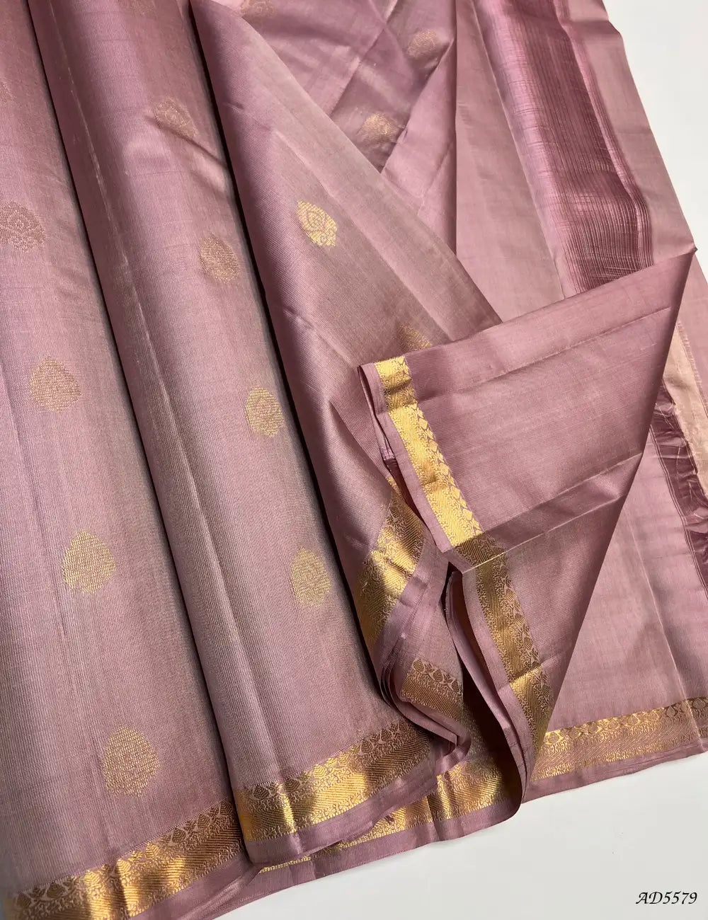 Creamy Pink - Kanchi Border Soft Silk Saree Pallu View
