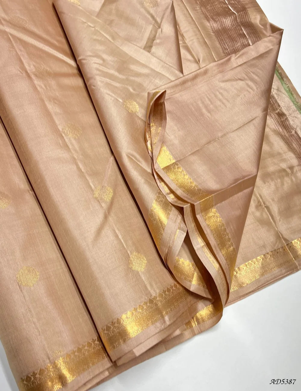 Dark Cream - Kanchi Border Soft Silk Saree Pallu View