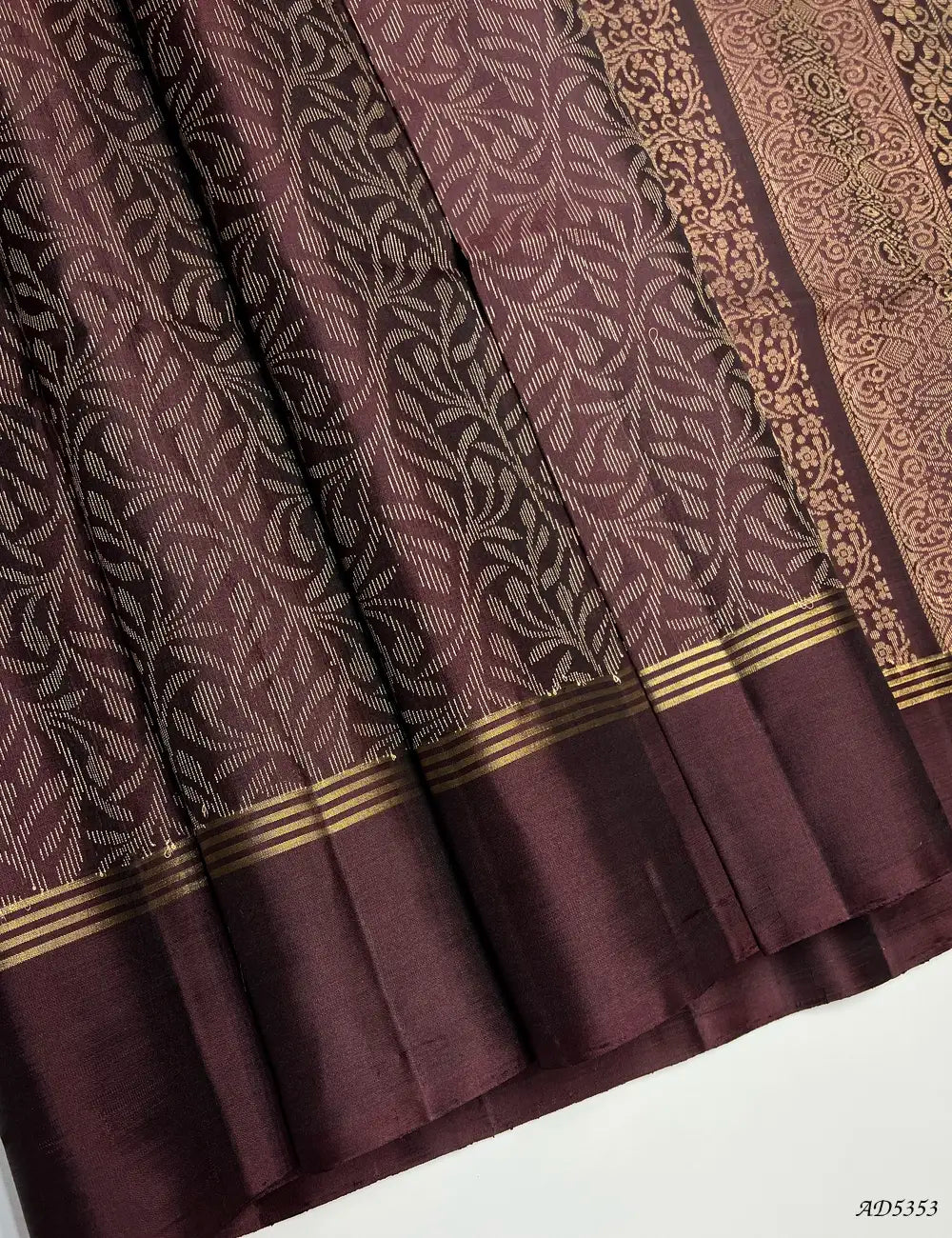 Dark Maroon - Soft Silk Bridal Saree Front View