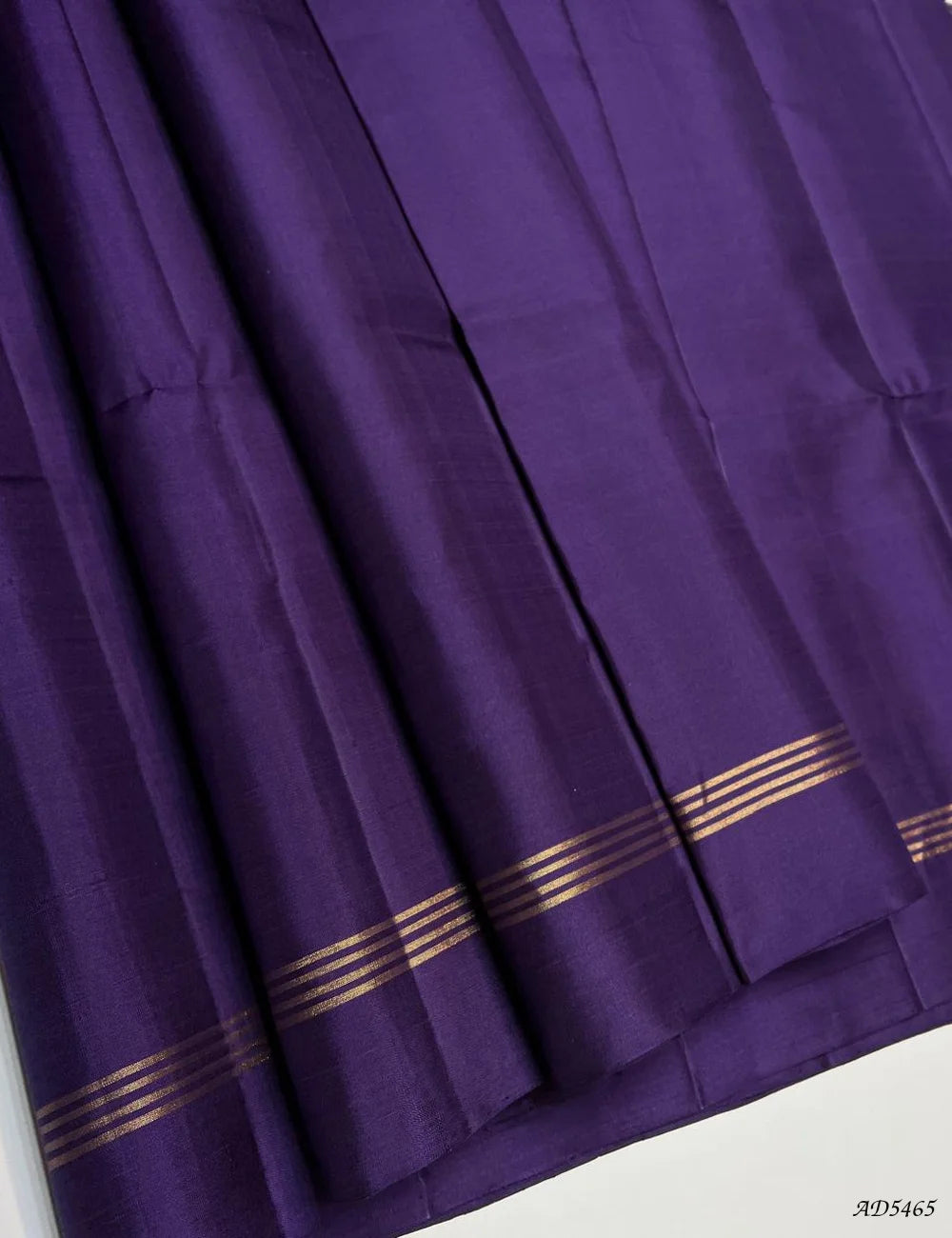 Dark Purple - Full P{lain Soft Silk Saree Front View