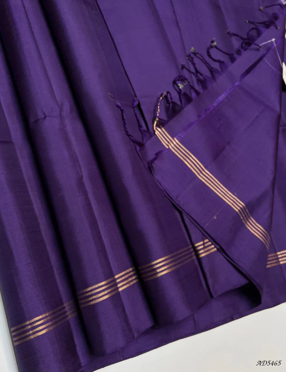 Dark Purple - Full P{lain Soft Silk Saree Pallu View