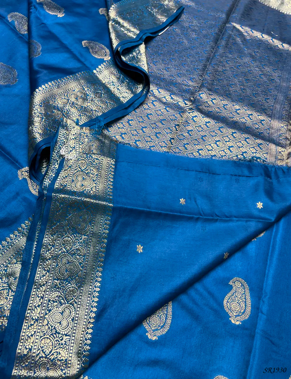Dark Sulphate Blue - Semi Banaras Saree -