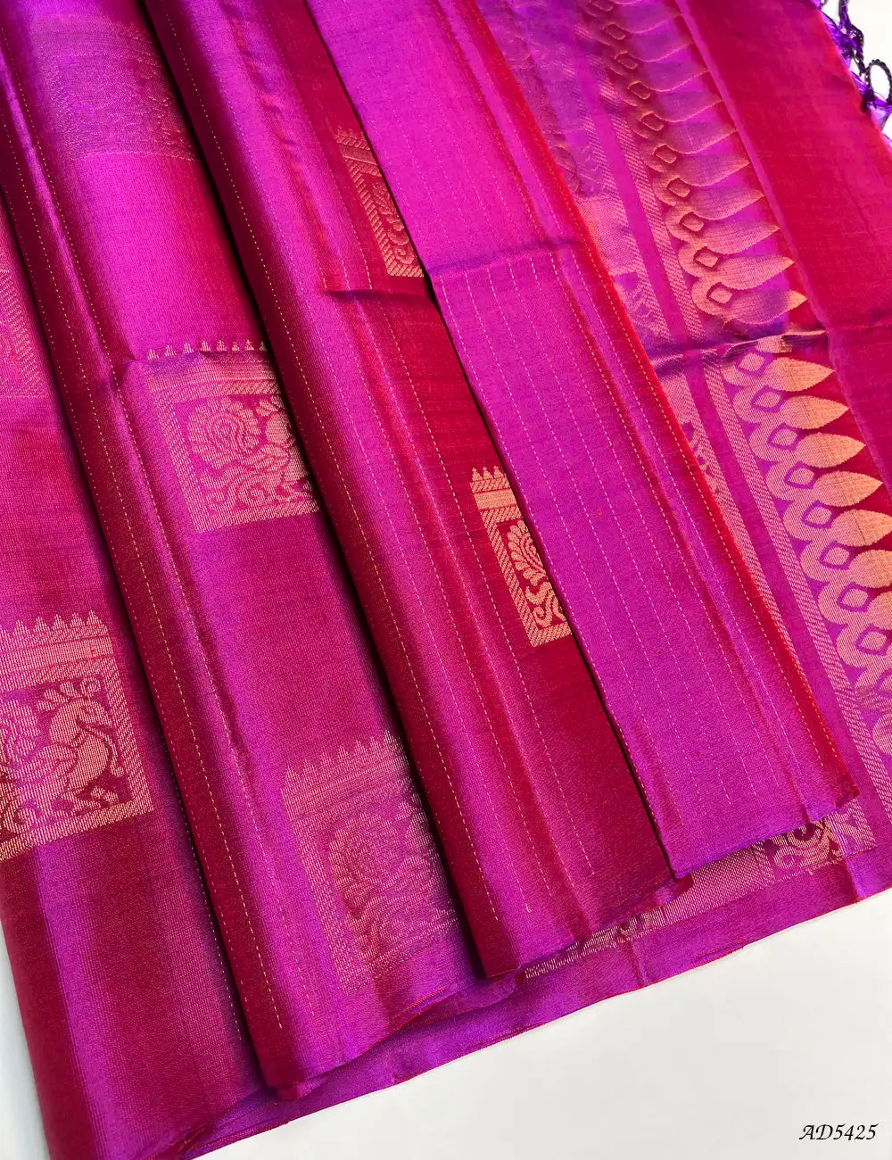 Dual Magenta - Soft Silk Saree Front View