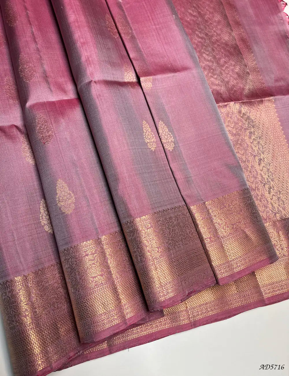 Dual Tone PInk - Kanchi Border Soft Silk Saree Front View