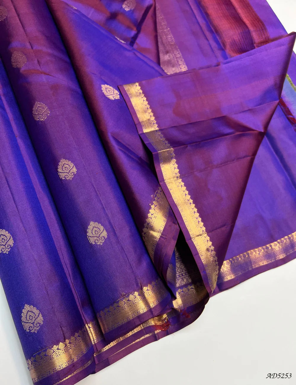Dual Tone Purple - Kanchi Border Soft Silk Saree Pallu View