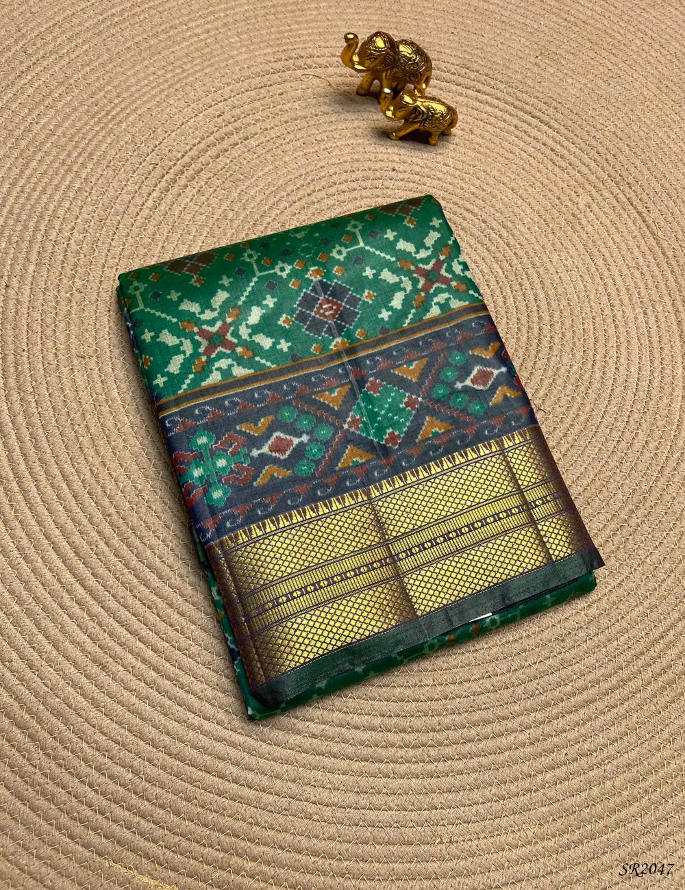 Emeraled Green - Semi Patola Saree Front View