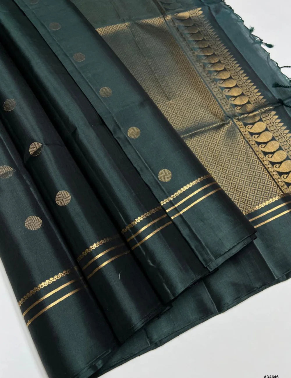 Dark Green - Kanchi Border Soft Silk Saree