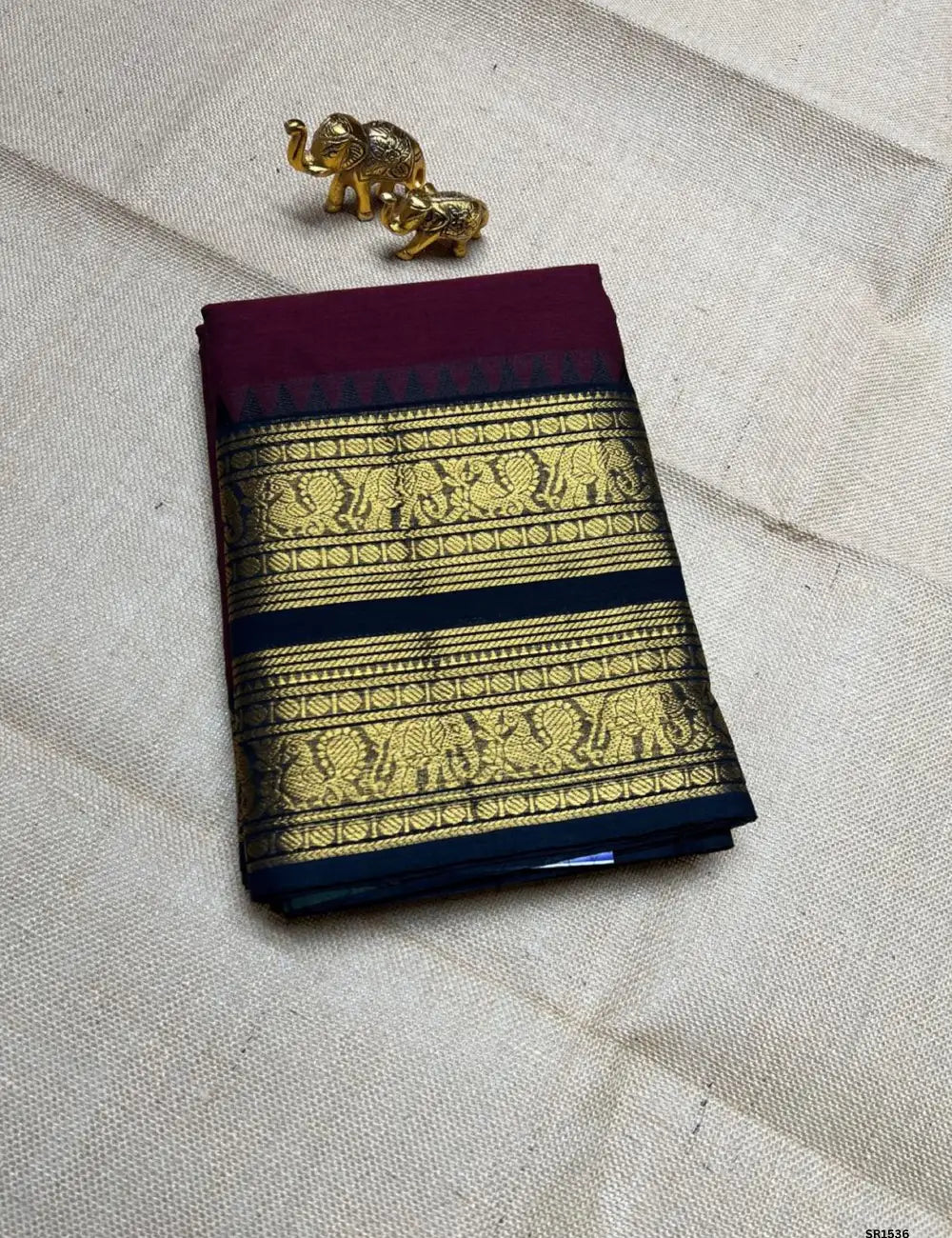 Maroon & Black - Kanchi Cotton Saree
