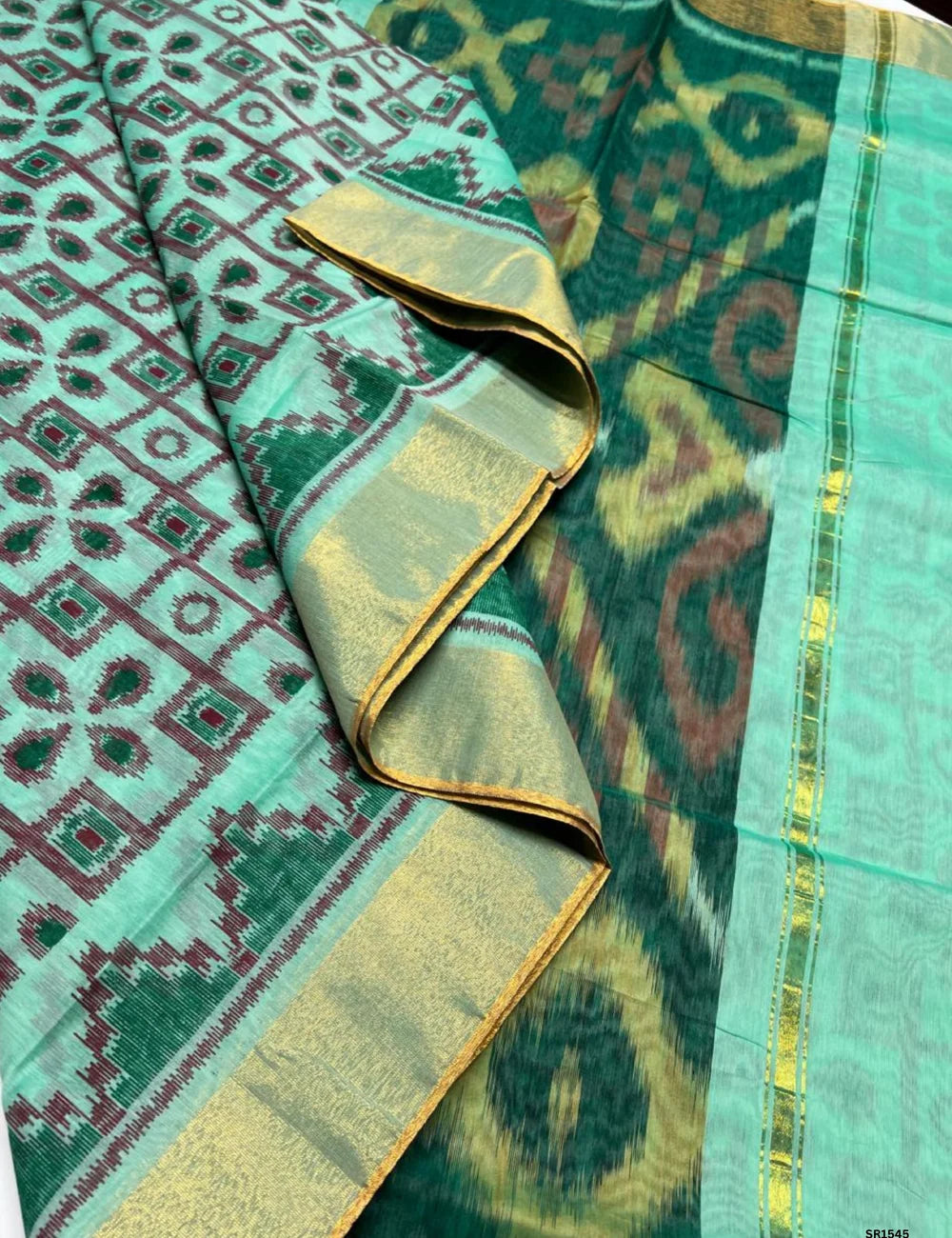 Pistha Green & Green -Ikkat Kotta Cotton Saree