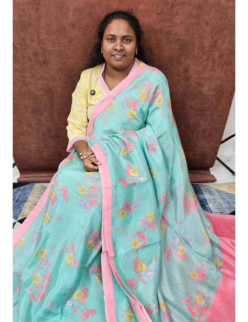 Turquoise - Mangalagiri Silk Saree