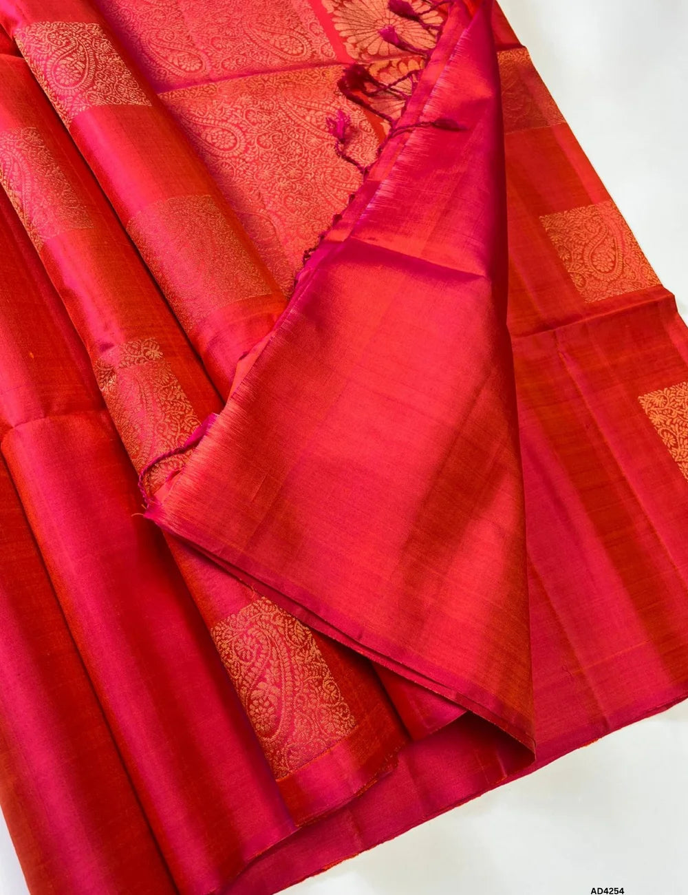 Orangish Pink - Soft Silk Saree