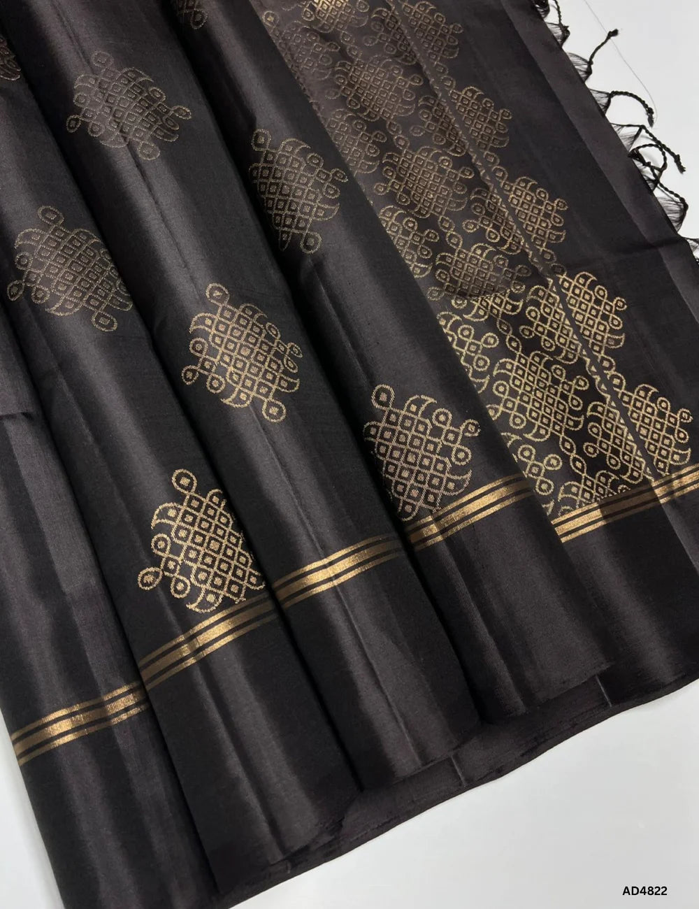Coffee Brown - Kolam Soft Silk Saree