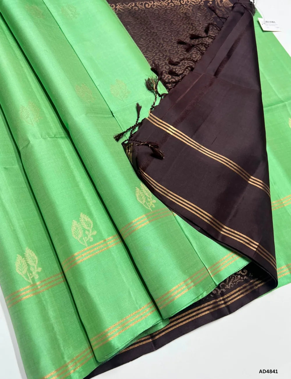 Mint Green & Coffee Brown - Soft Silk Saree