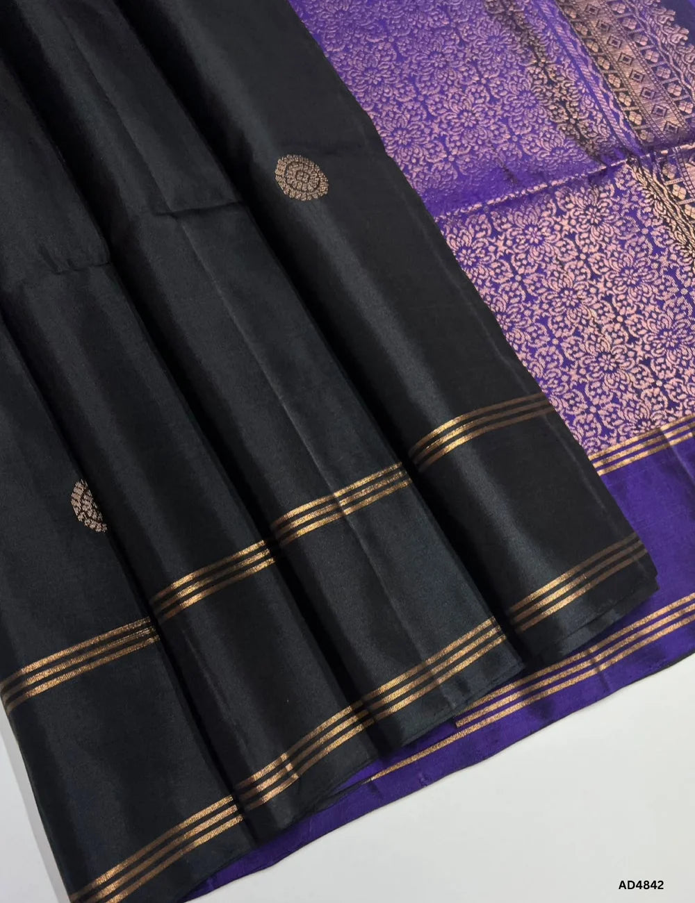 Black & Purple - Soft Silk Saree