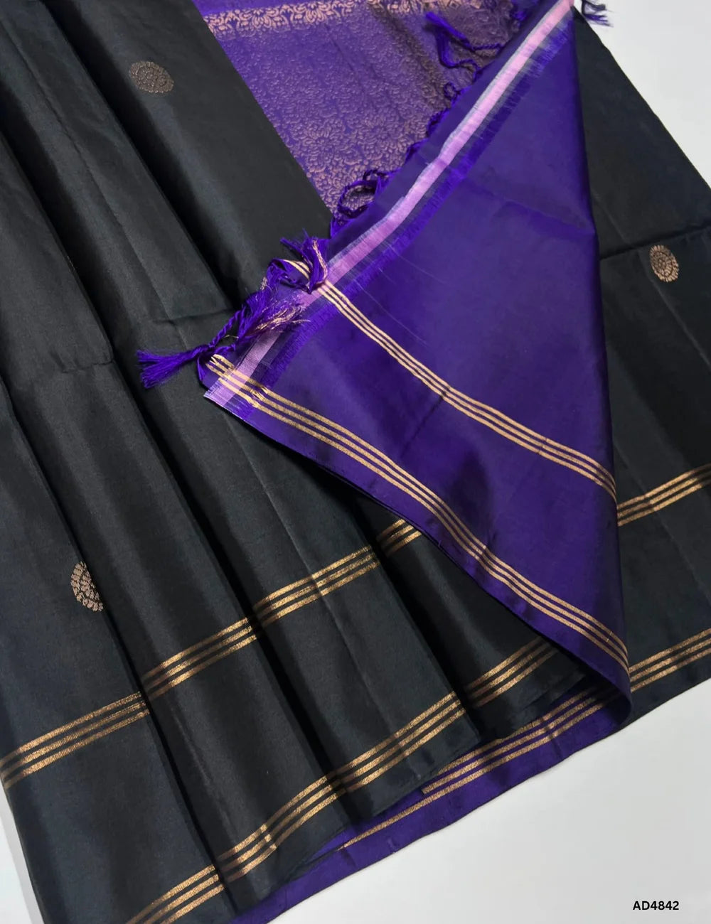Black & Purple - Soft Silk Saree