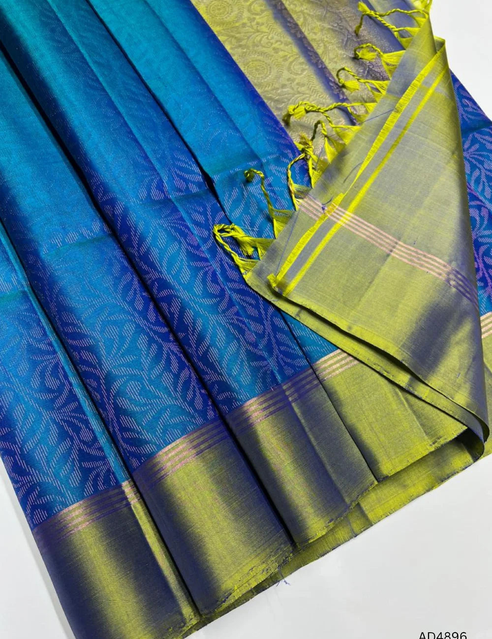 Peacock Blue & Olive Green - Soft Silk Bridal