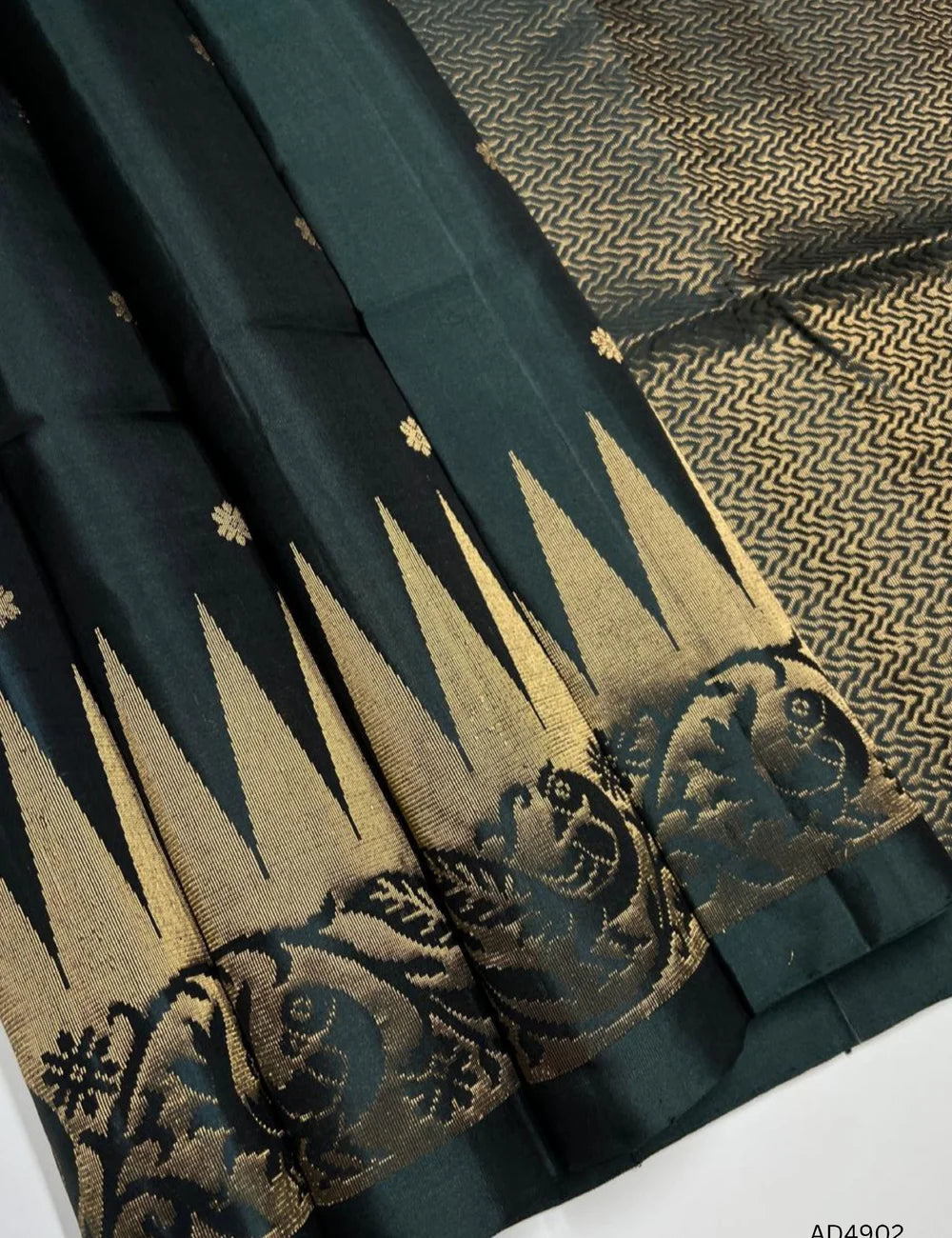 Dark Green - One Side Fancy Border Soft Silk Saree