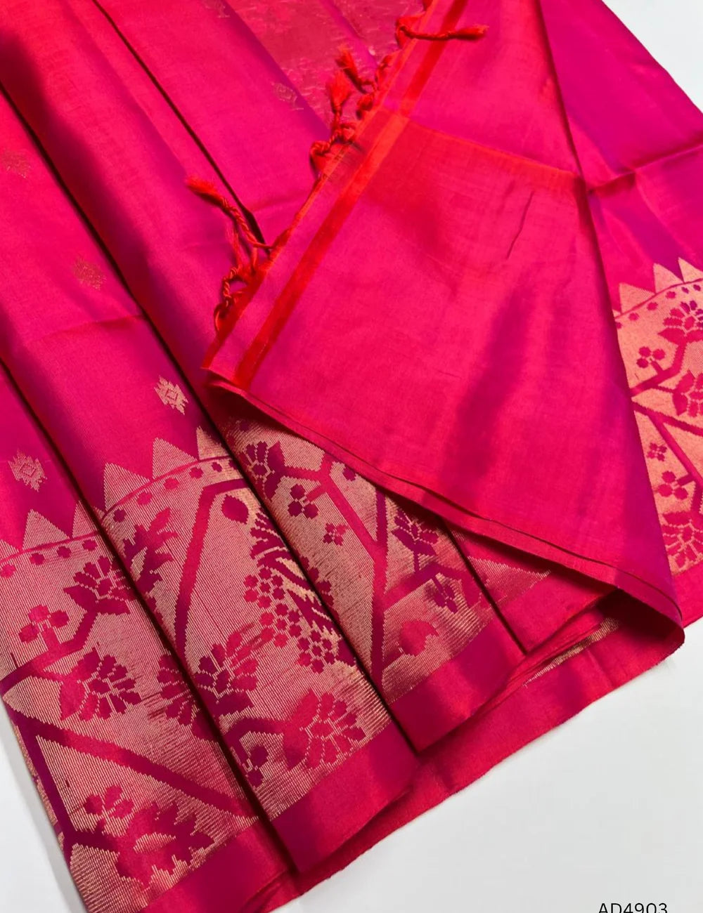ORANGISH PINKOne Side Fancy Border Soft Silk Saree
