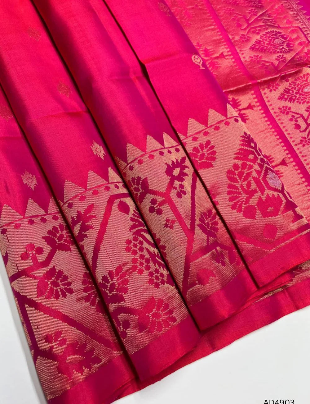 ORANGISH PINKOne Side Fancy Border Soft Silk Saree
