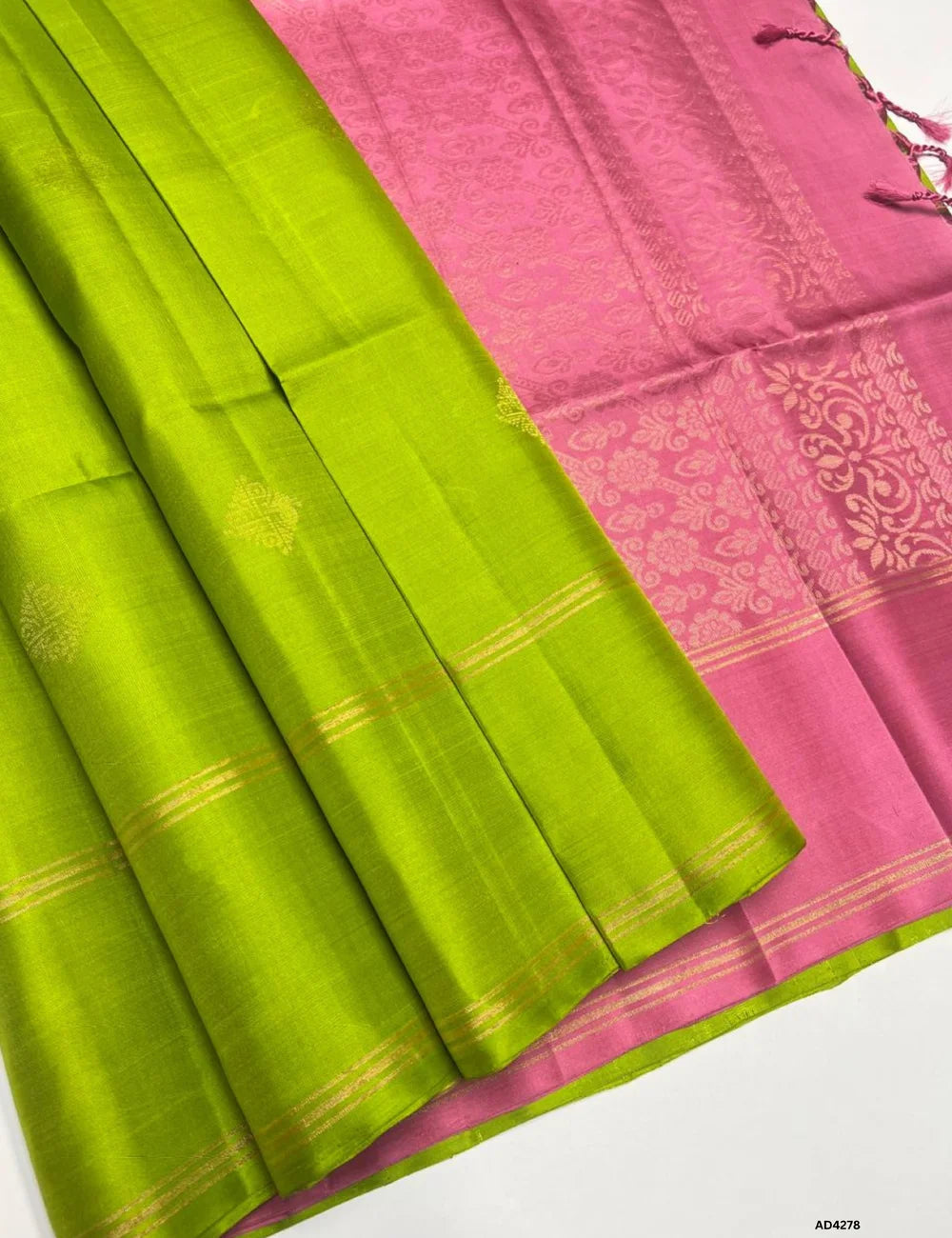 Green & Pink - Soft Silk Saree