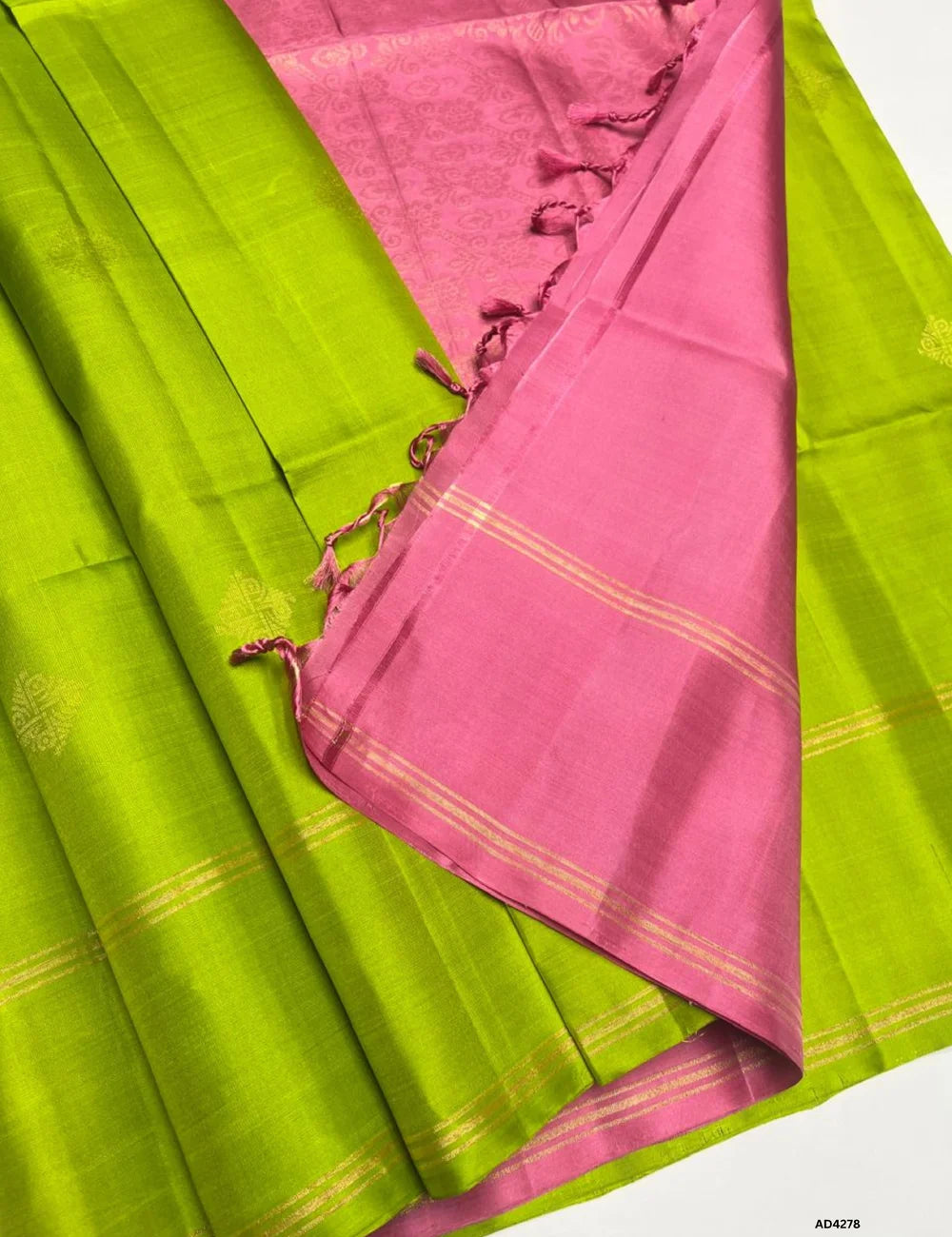 Green & Pink - Soft Silk Saree