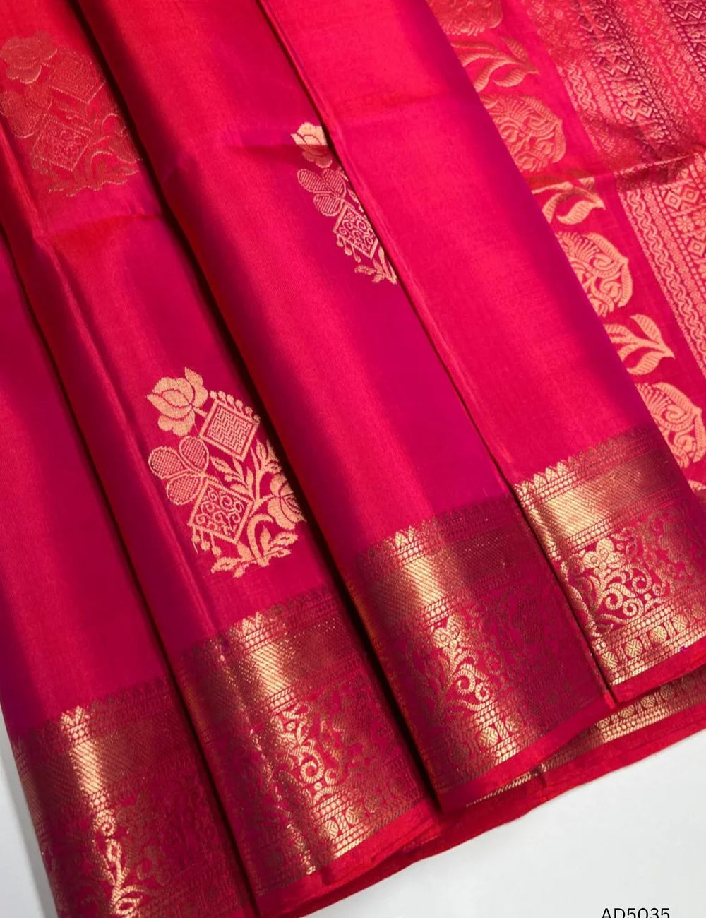 Orangish Pink - Kanchi Border Soft Silk Saree
