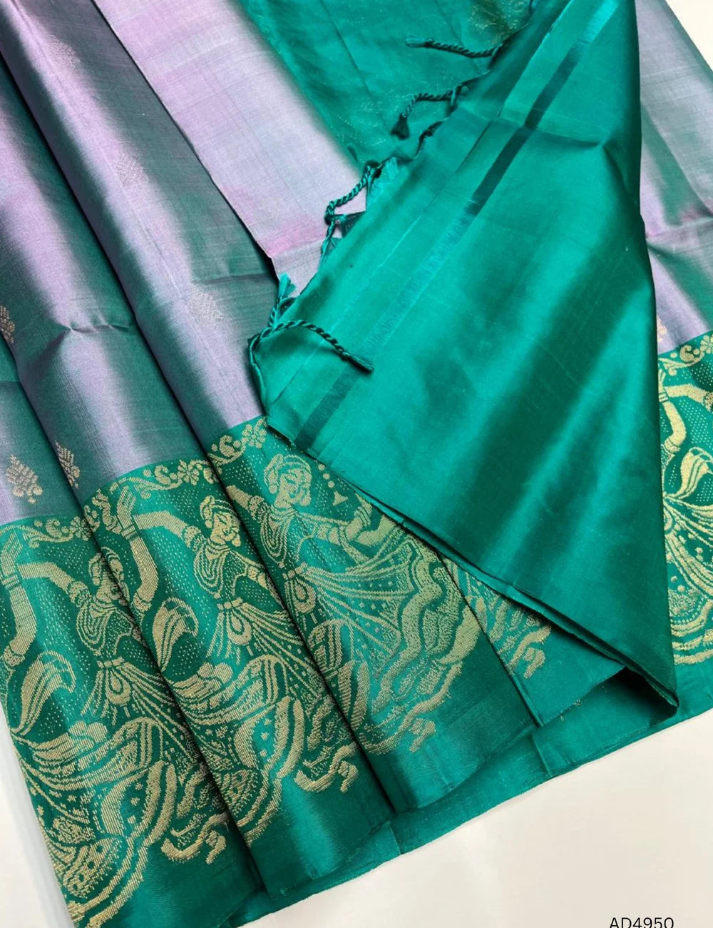 Bizzard Blue & Green - Fancy Border Soft Silk  Saree