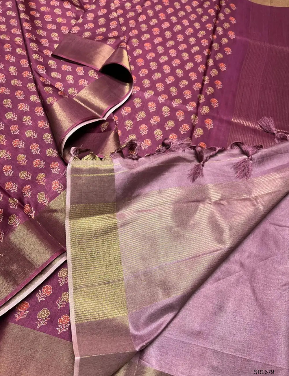 Magenta Pink - Semi Tussar Saree