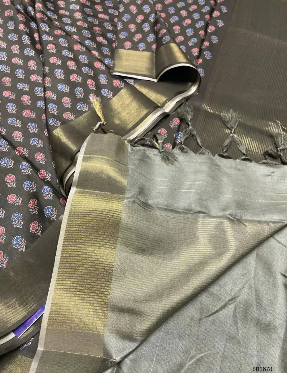 Wooden Brown - Semi Tussar Saree