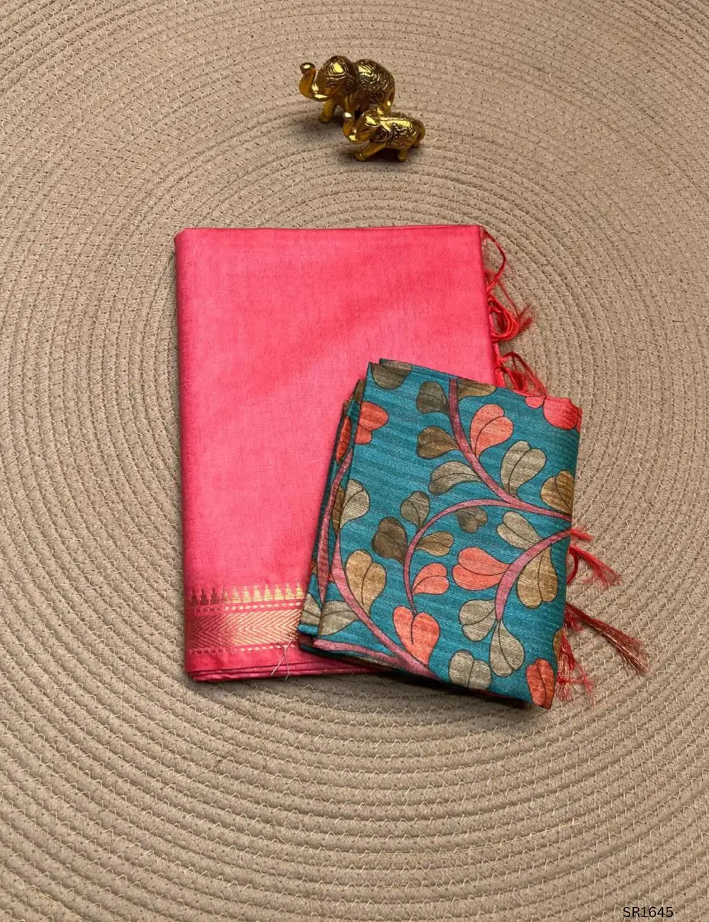 Pink - Moonga Silk Saree