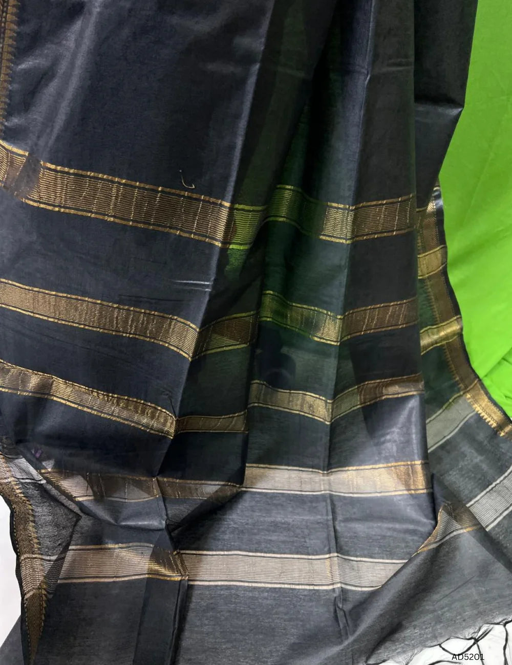 Black - Moonga Silk Saree