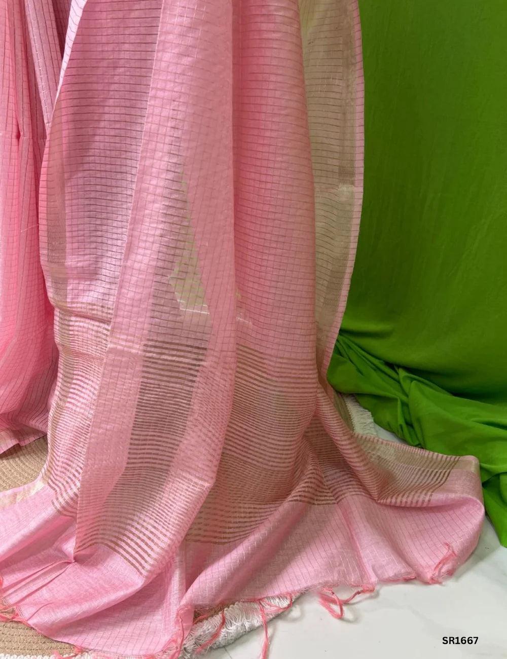 Baby Pink - Moonga Silk  Saree