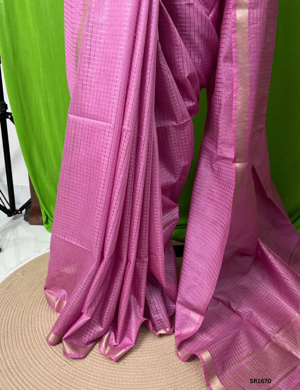 Bubble Gum Pink - Moonga Silk  Saree