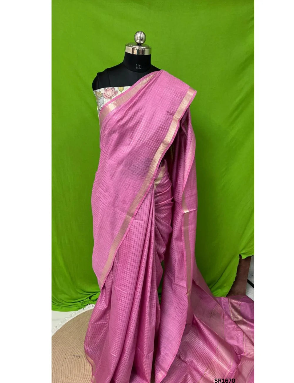 Bubble Gum Pink - Moonga Silk  Saree