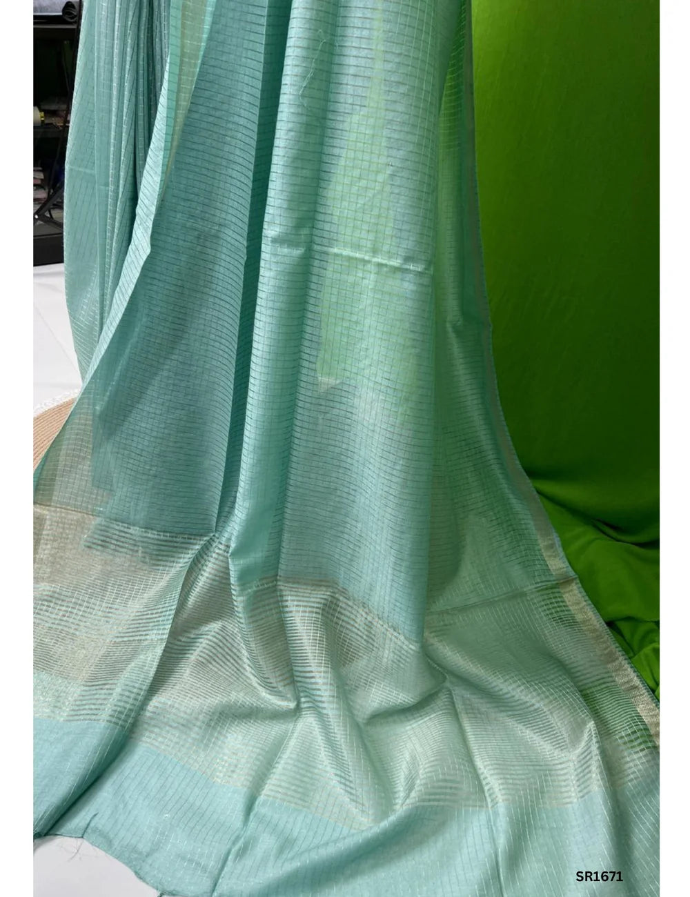 Mint Green - Moonga Silk  Saree