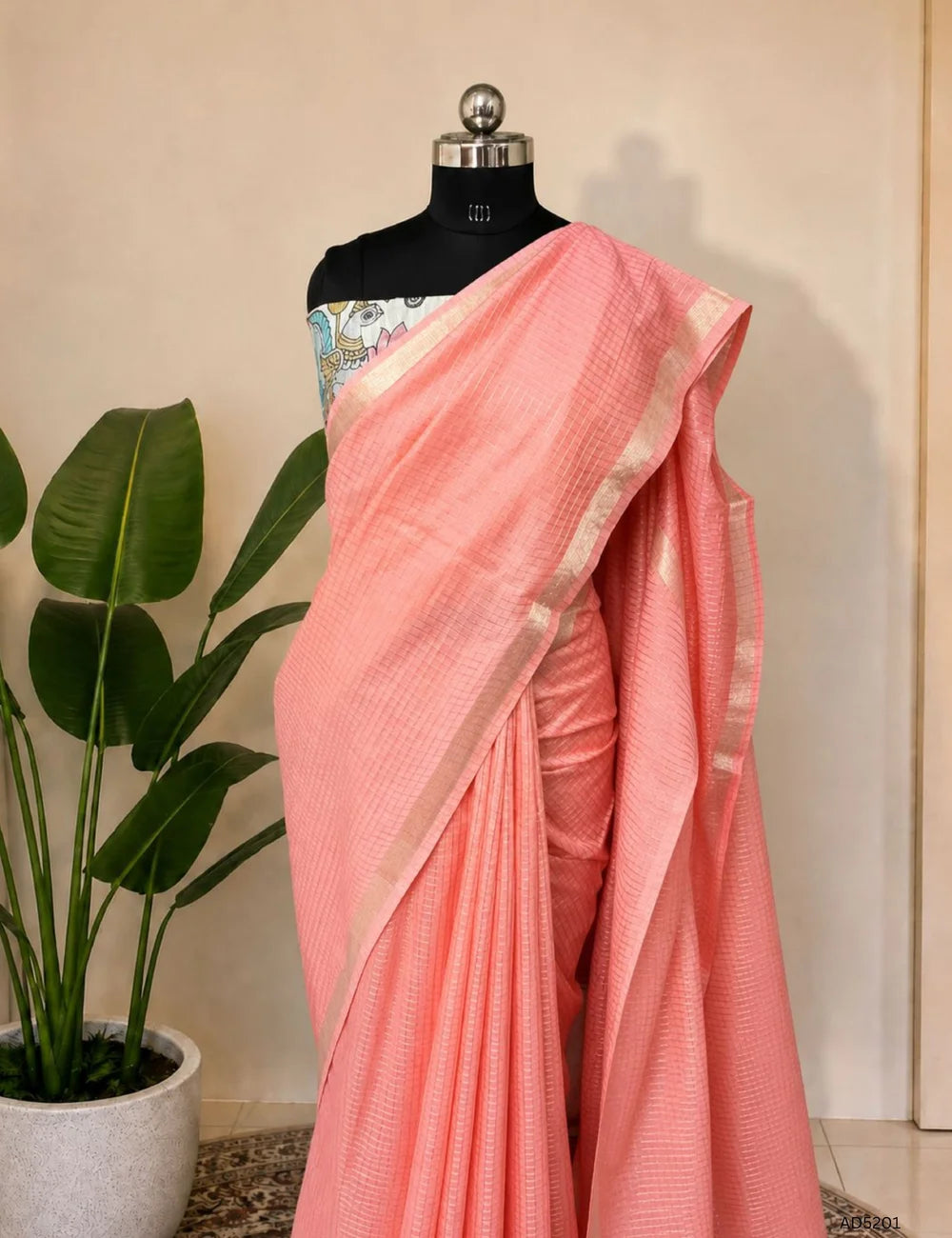 Peach - Moonga Silk  Saree
