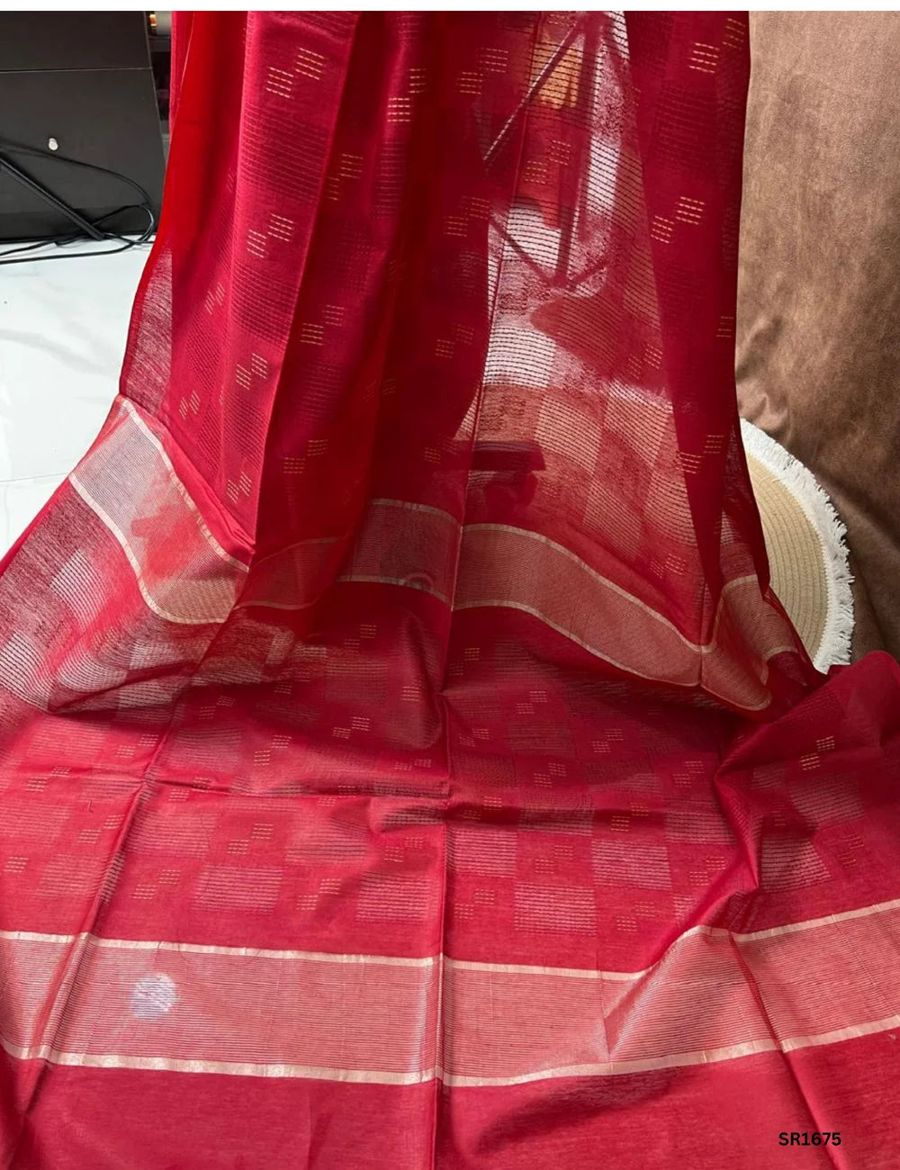 Red - Moonga Silk  Saree