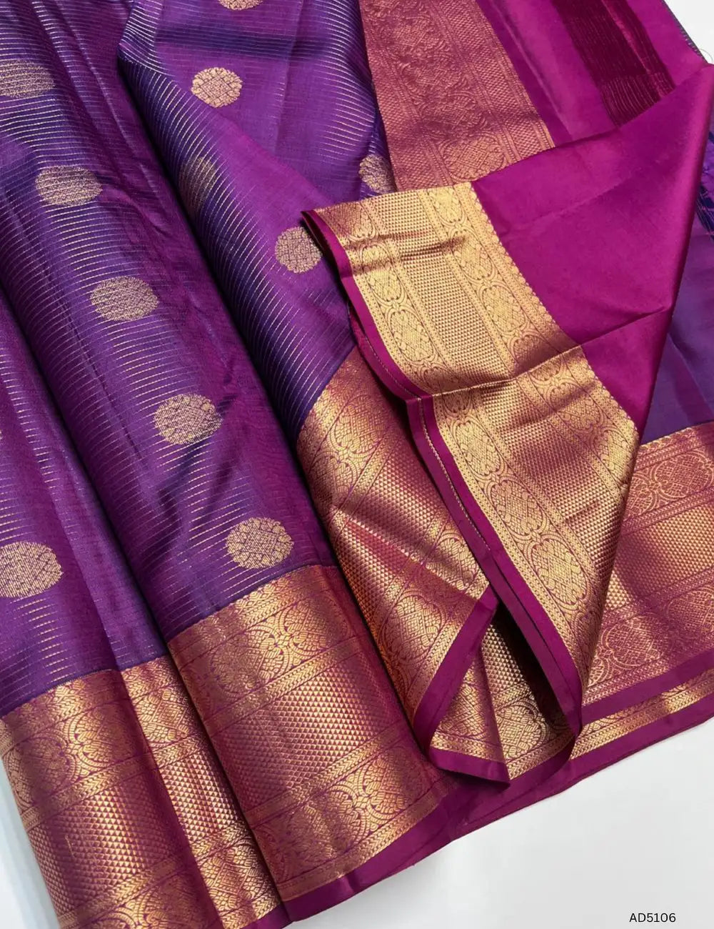 Purple - Kanchi Border Soft Silk Saree