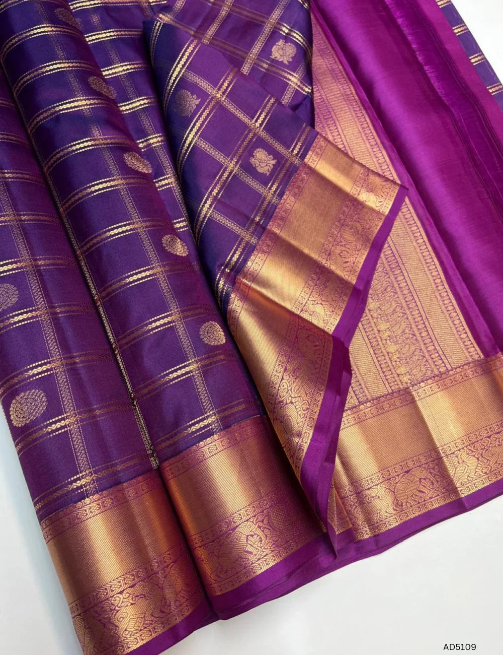 Purple - Kanchi Border Soft Silk Saree