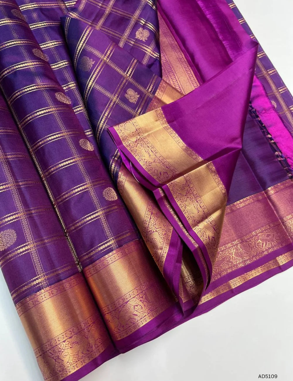 Purple - Kanchi Border Soft Silk Saree