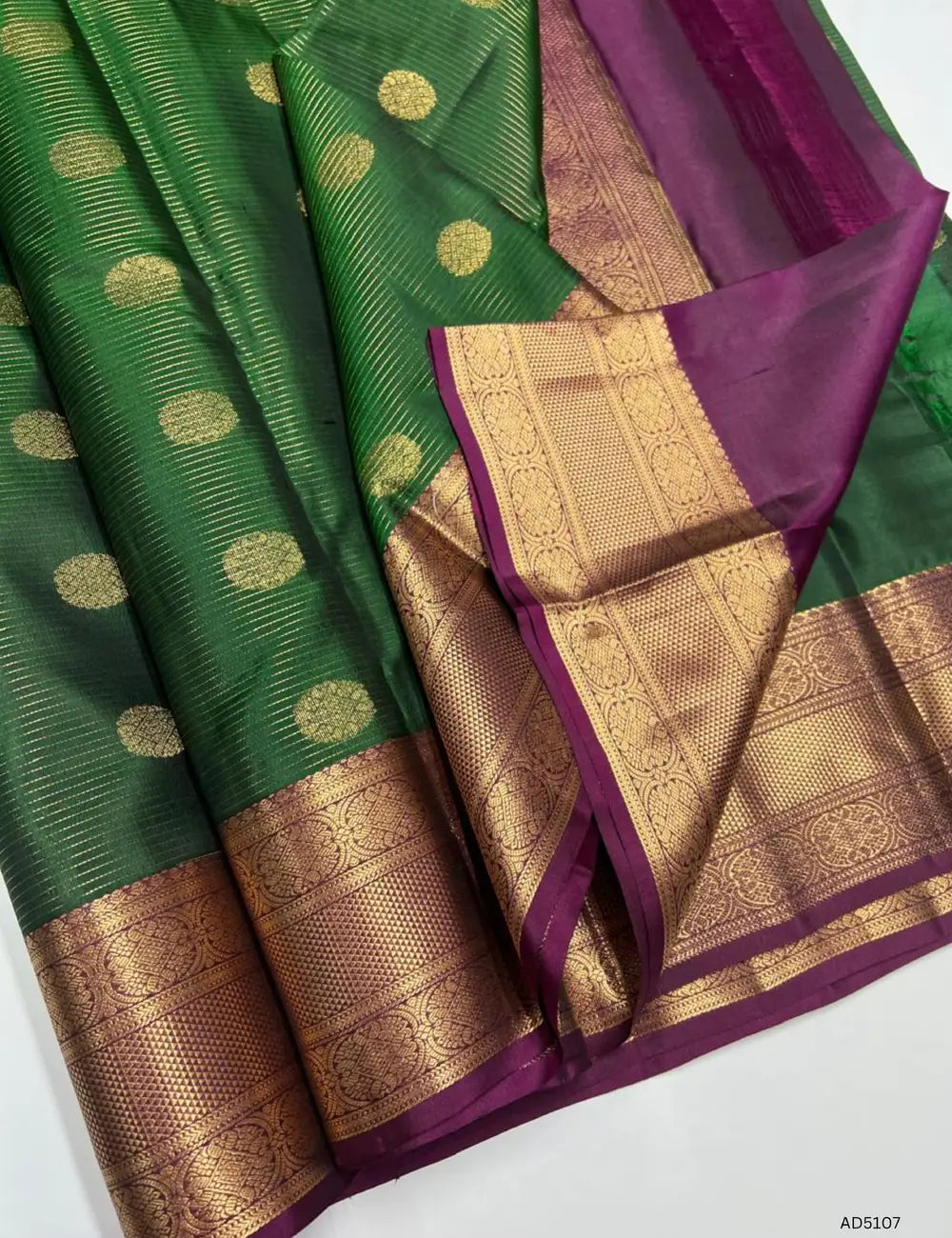 Green & Magenta Pink - Kanchi Border Soft Silk Saree