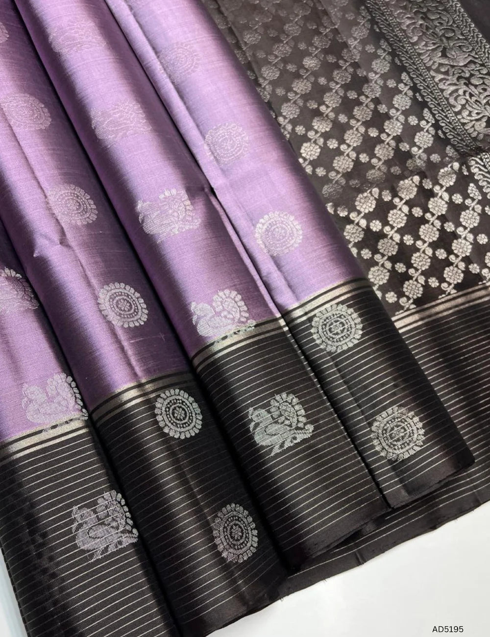 Lilac & Coffee Brown - Soft Silk Saree