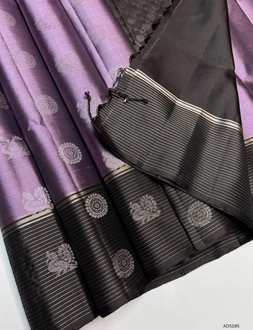 Lilac & Coffee Brown - Soft Silk Saree